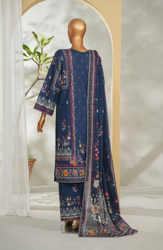 Bin Saeed Printed Lawn Stitched 3 Piece Suit - Design-41 - BS26RT - Blue - Summer Collection