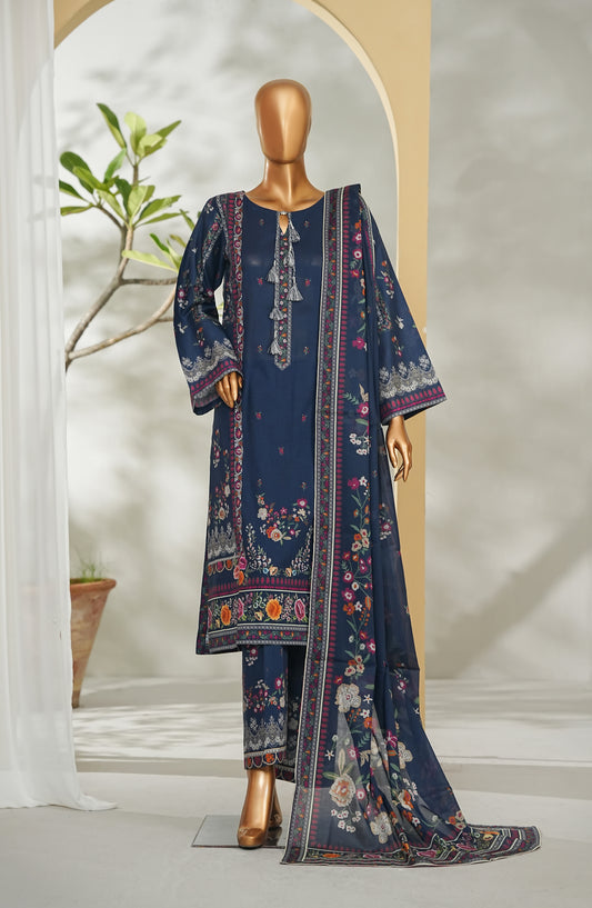 Bin Saeed Printed Lawn Stitched 3 Piece Suit - Design-41 - BS26RT - Blue - Summer Collection