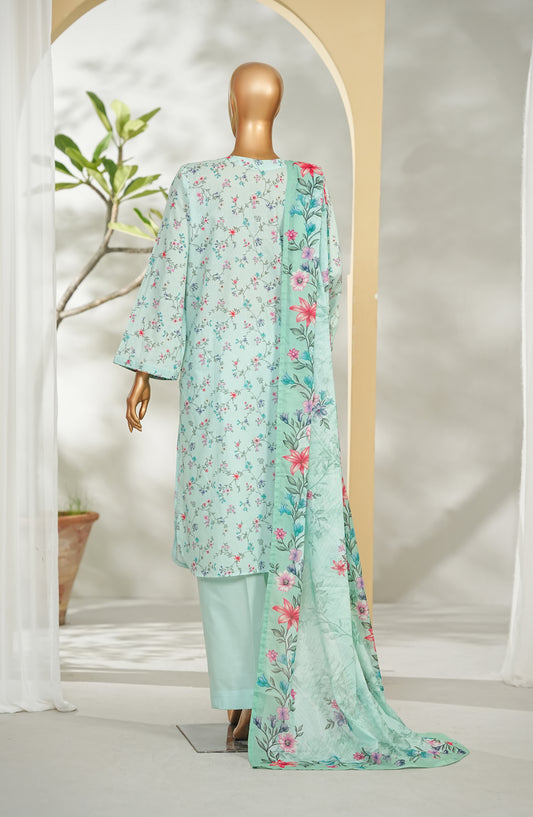 Bin Saeed Printed Lawn Stitched 3 Piece Suit - Design-08 - BS26RT - Blue - Summer Collection