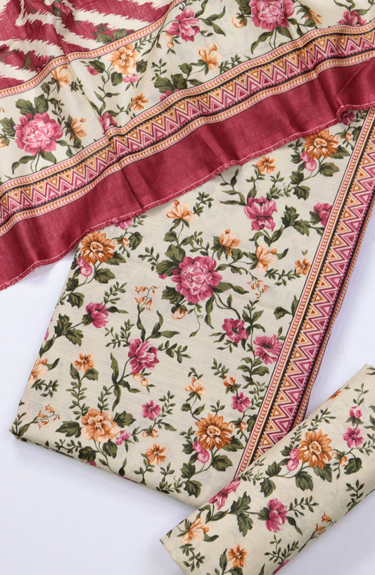 Bin Saeed Printed Khaddar Unstitched 3 Piece Suit - Design-13 - BS25KHD - Yellow - Winter Collection