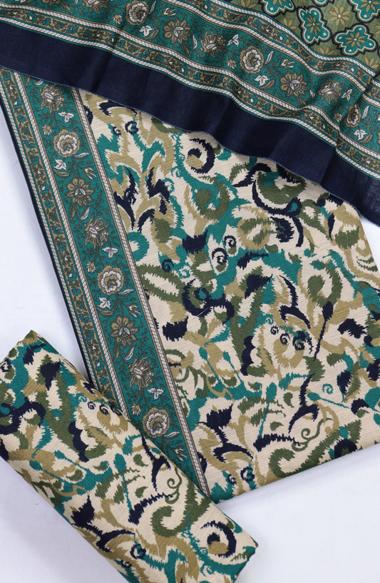 Bin Saeed Printed Khaddar Unstitched 3 Piece Suit - Design-14 - BS25KHD - Green - Winter Collection