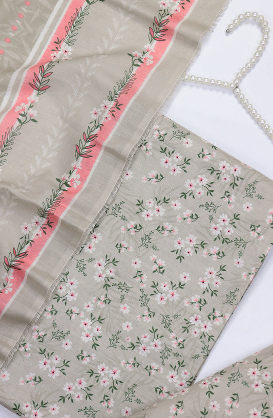 Bin Saeed Printed Khaddar Unstitched 3 Piece Suit - Design-44 - BS25KHD - Beige - Winter Collection