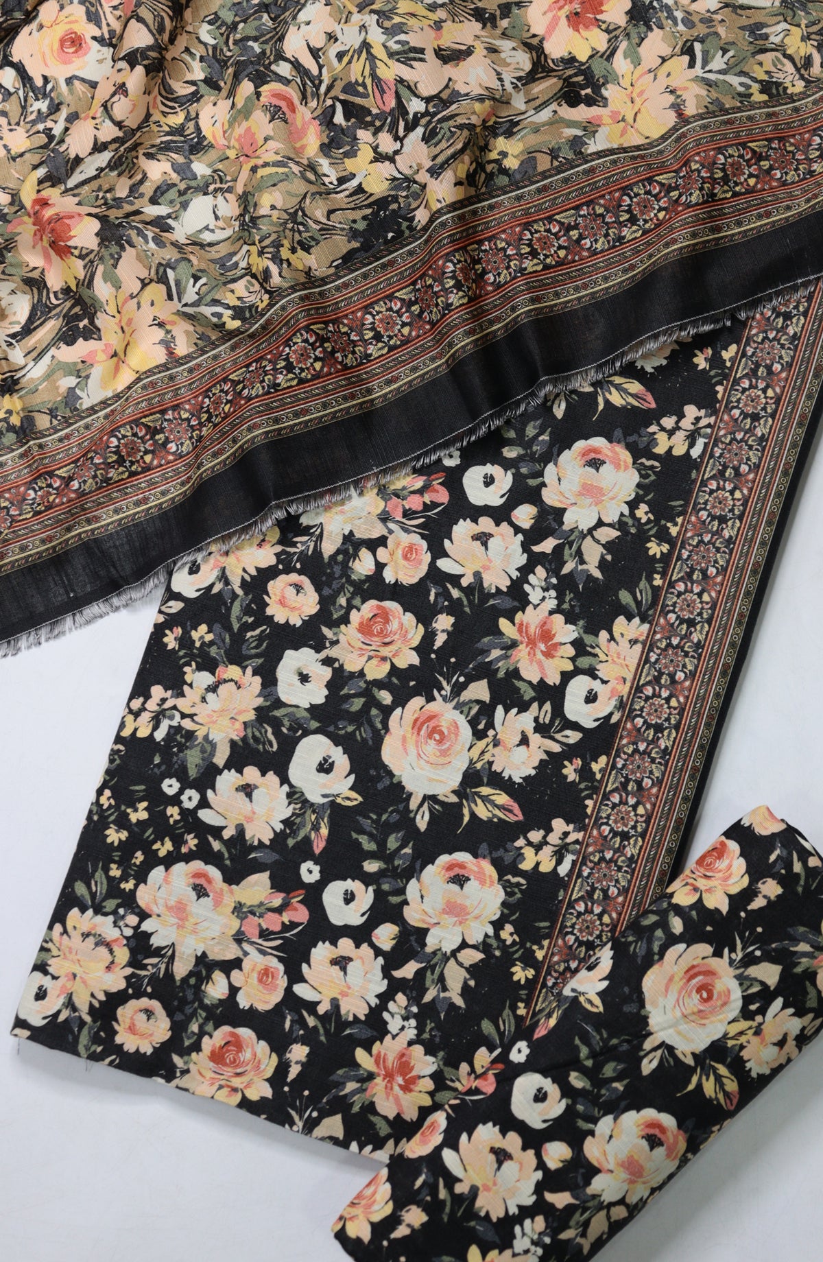 Bin Saeed Printed Khaddar Unstitched 3 Piece Suit - Design-31 - BS25KHD - Black - Winter Collection