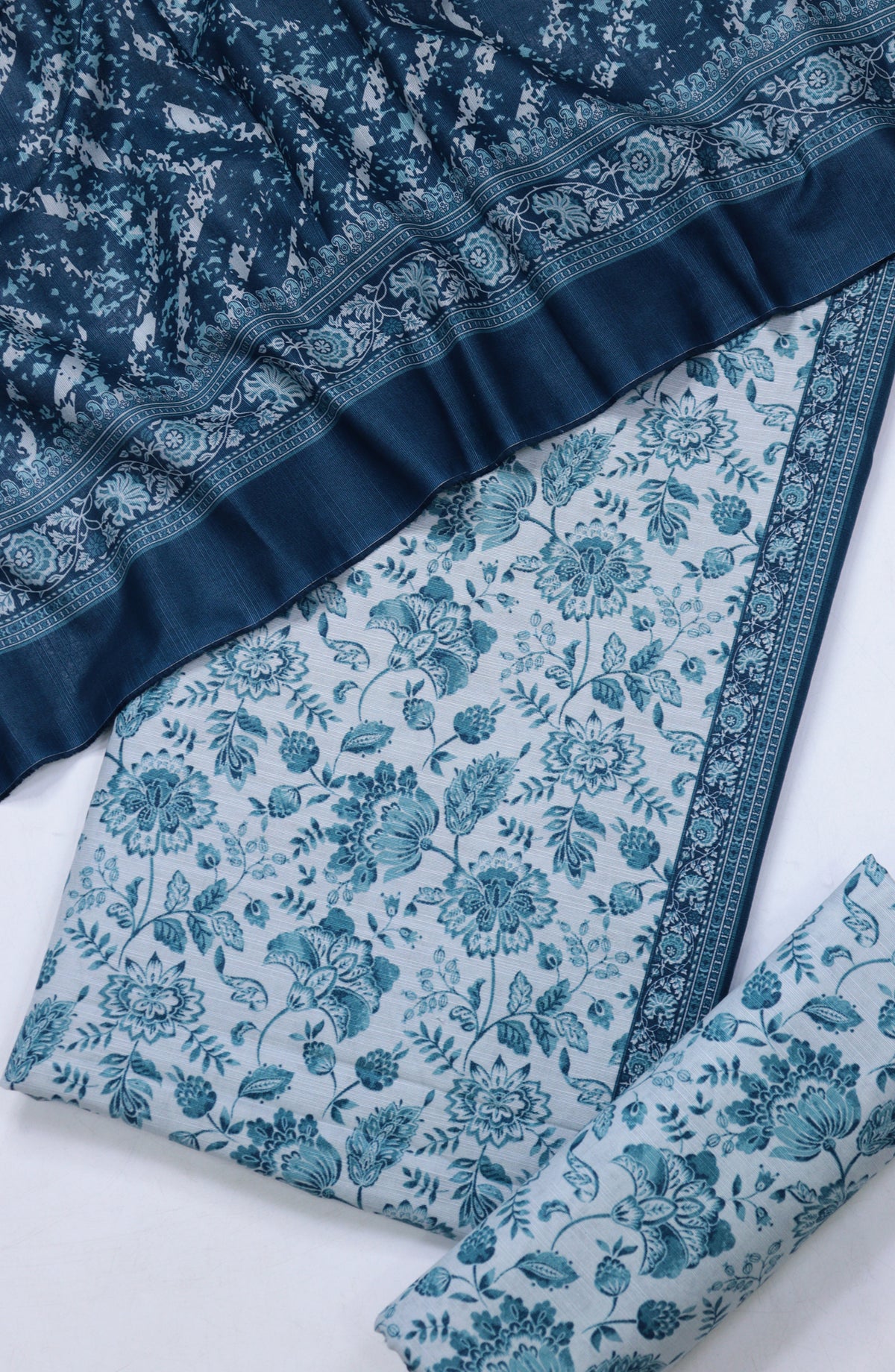 Bin Saeed Printed Khaddar Unstitched 3 Piece Suit - Design-11 - BS25KHD - Light Blue - Winter Collection