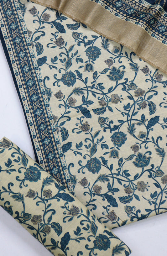 Bin Saeed Printed Khaddar Unstitched 3 Piece Suit - Design-10 - BS25KHD - Blue - Winter Collection