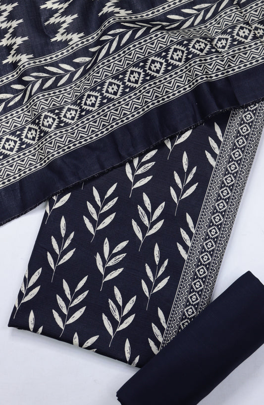 Bin Saeed Printed Khaddar Unstitched 3 Piece Suit - Design-32 - BS25KHD - Black - Winter Collection