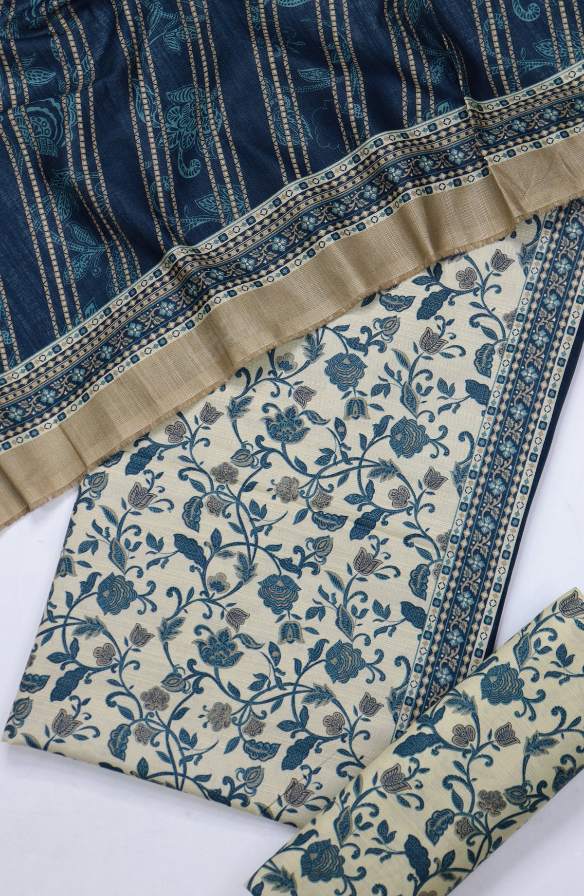 Bin Saeed Printed Khaddar Unstitched 3 Piece Suit - Design-10 - BS25KHD - Blue - Winter Collection
