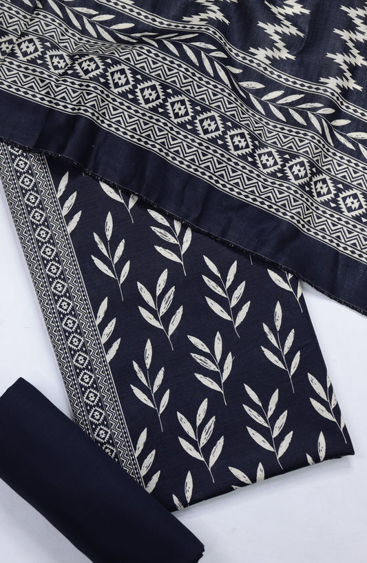 Bin Saeed Printed Khaddar Unstitched 3 Piece Suit - Design-32 - BS25KHD - Black - Winter Collection