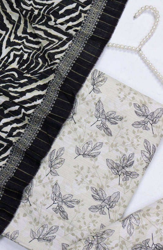 Bin Saeed Printed Khaddar Unstitched 3 Piece Suit - Design-42 - BS25KHD - White - Winter Collection