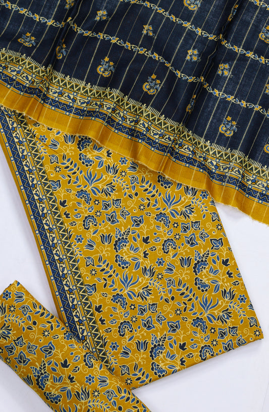 Bin Saeed Printed Khaddar Unstitched 3 Piece Suit - Design-16 - BS25KHD - Yellow - Winter Collection