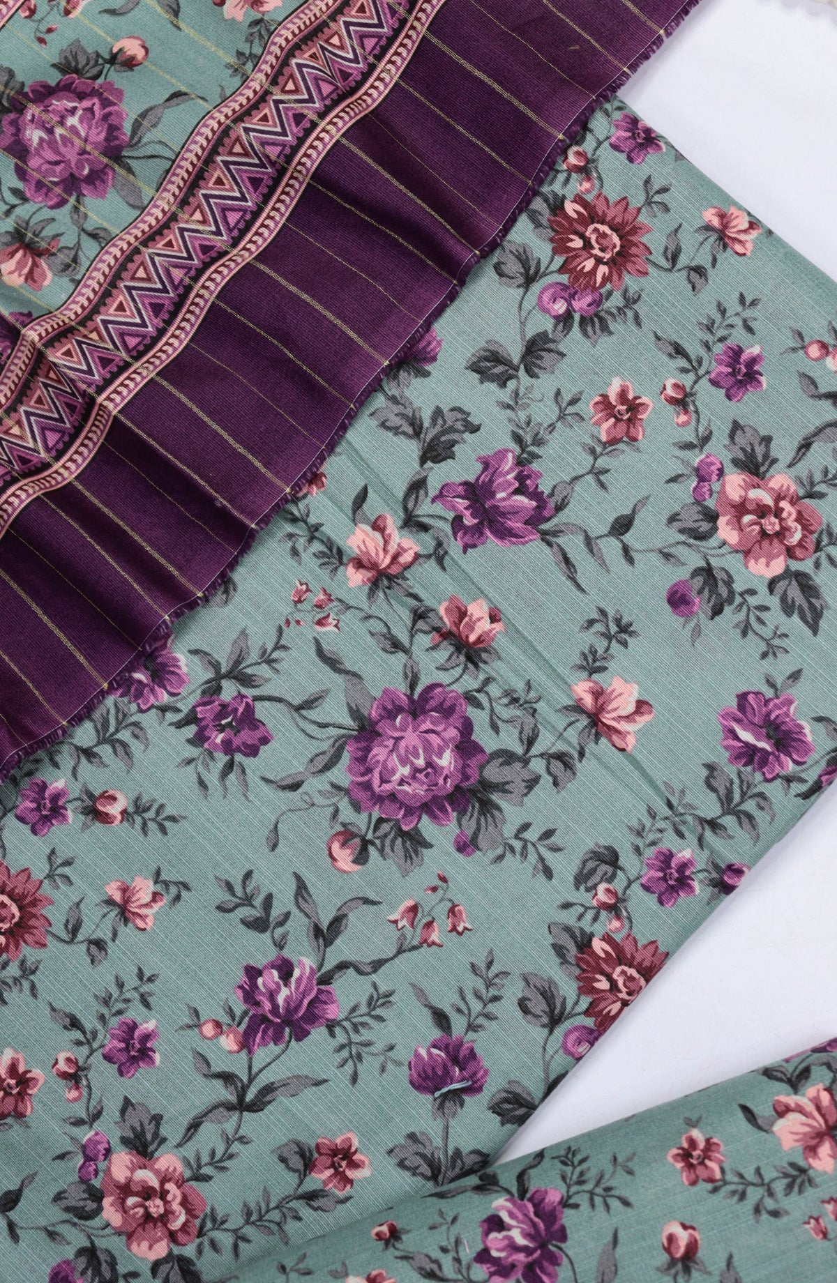 Bin Saeed Printed Khaddar Unstitched 3 Piece Suit - Design-41 - BS25KHD - Blue - Winter Collection
