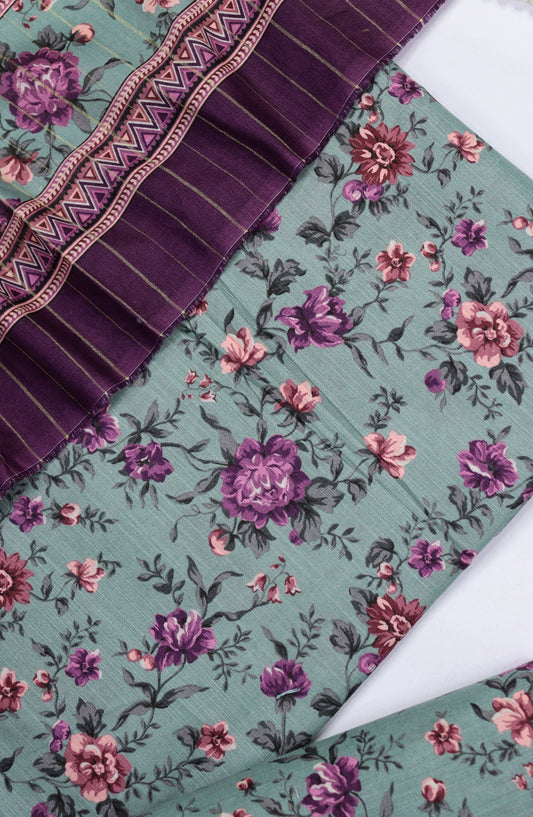 Bin Saeed Printed Khaddar Unstitched 3 Piece Suit - Design-41 - BS25KHD - Blue - Winter Collection