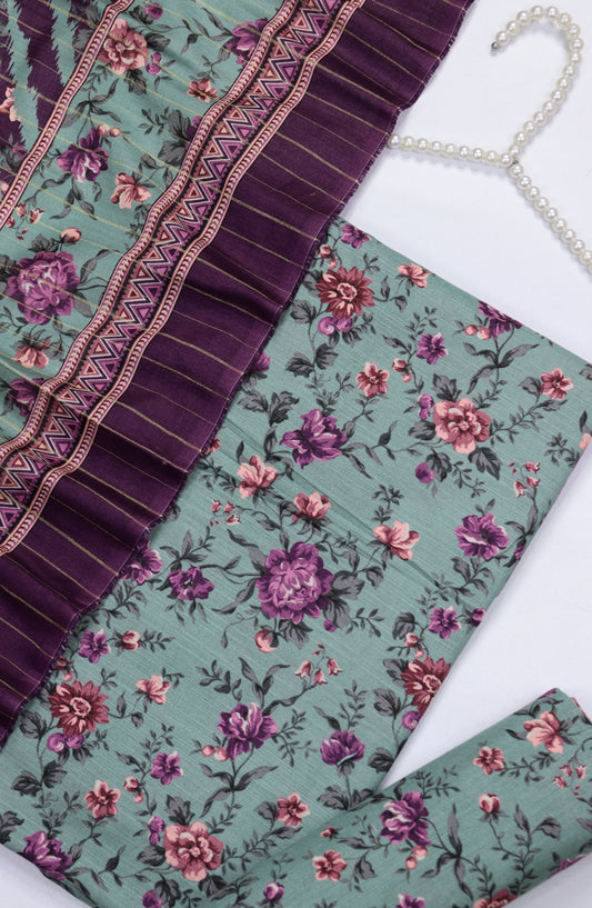 Bin Saeed Printed Khaddar Unstitched 3 Piece Suit - Design-41 - BS25KHD - Blue - Winter Collection