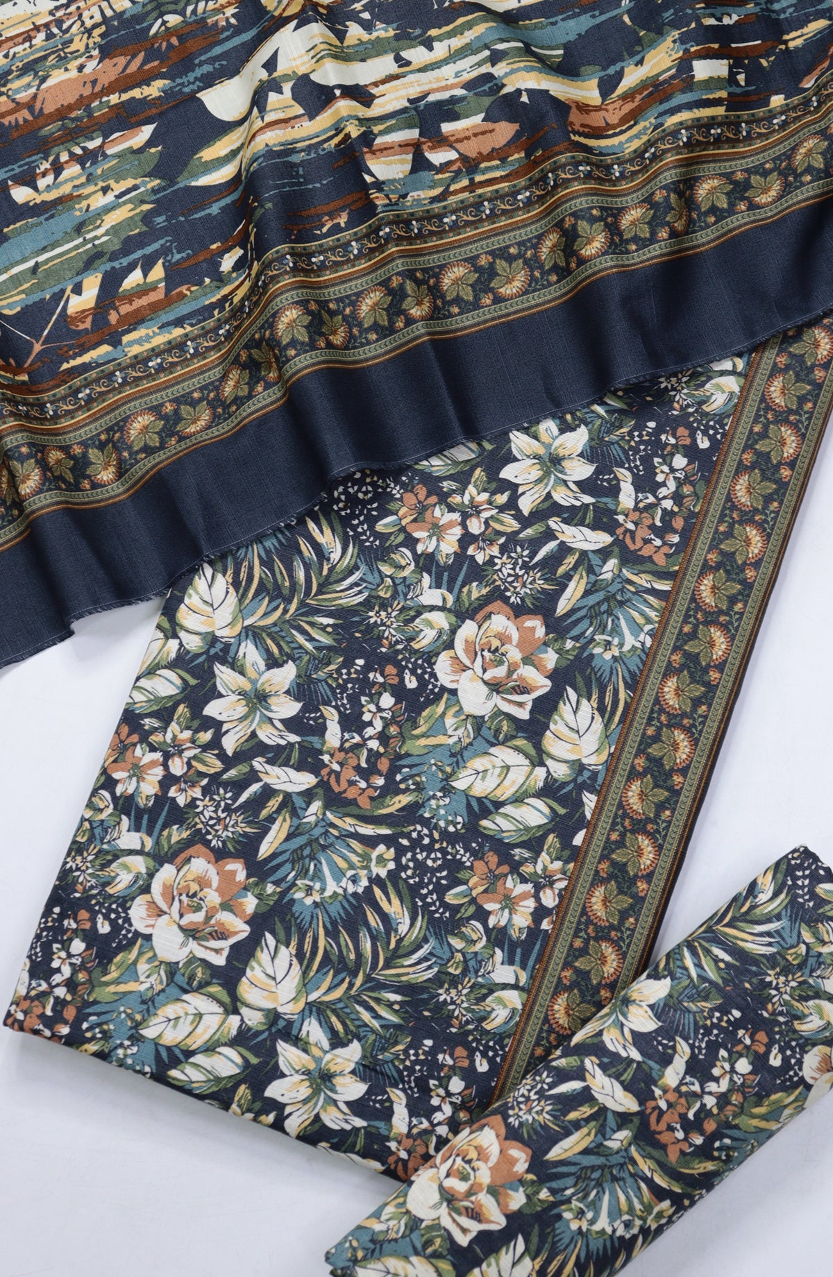 Bin Saeed Printed Khaddar Unstitched 3 Piece Suit - Design-35 - BS25KHD - Blue - Winter Collection