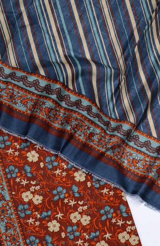 Bin Saeed Printed Khaddar Unstitched 3 Piece Suit - Design-06 - BS25KHD - Orange - Winter Collection