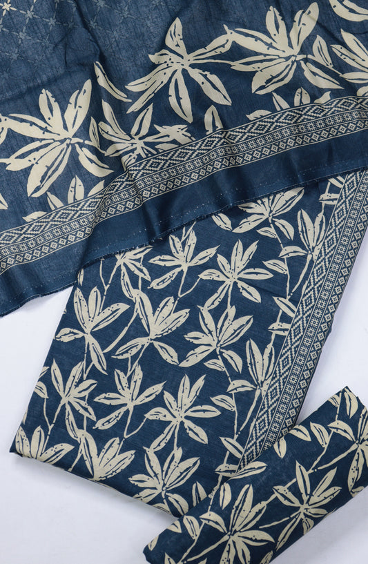 Bin Saeed Printed Khaddar Unstitched 3 Piece Suit - Design-37 - BS25KHD - Blue - Winter Collection