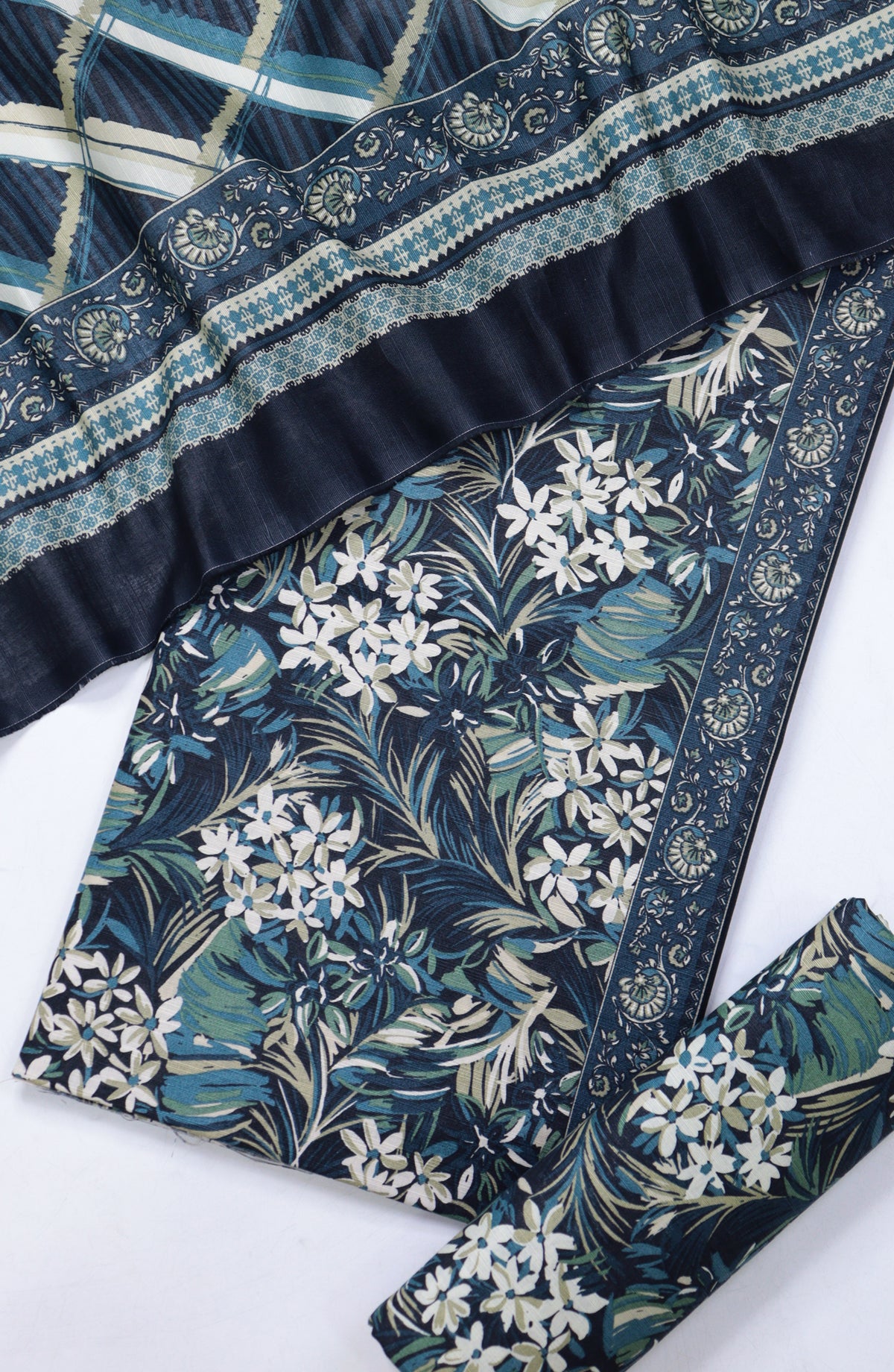Bin Saeed Printed Khaddar Unstitched 3 Piece Suit - Design-05 - BS25KHD - Blue - Winter Collection