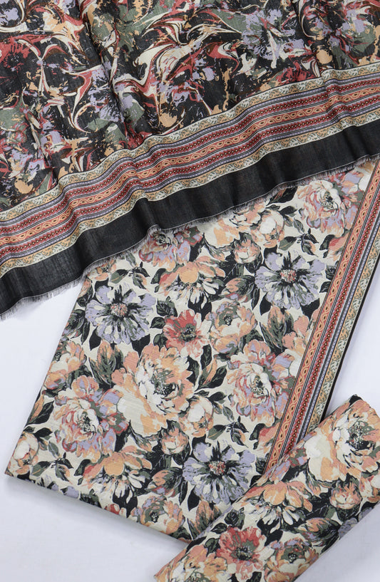 Bin Saeed Printed Khaddar Unstitched 3 Piece Suit - Design-38 - BS25KHD - Multi - Winter Collection