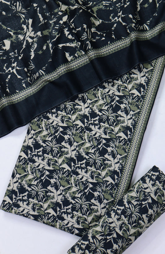 Bin Saeed Printed Khaddar Unstitched 3 Piece Suit - Design-21 - BS25KHD - Black - Winter Collection