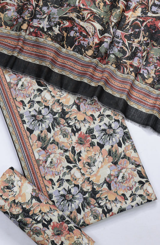 Bin Saeed Printed Khaddar Unstitched 3 Piece Suit - Design-38 - BS25KHD - Multi - Winter Collection