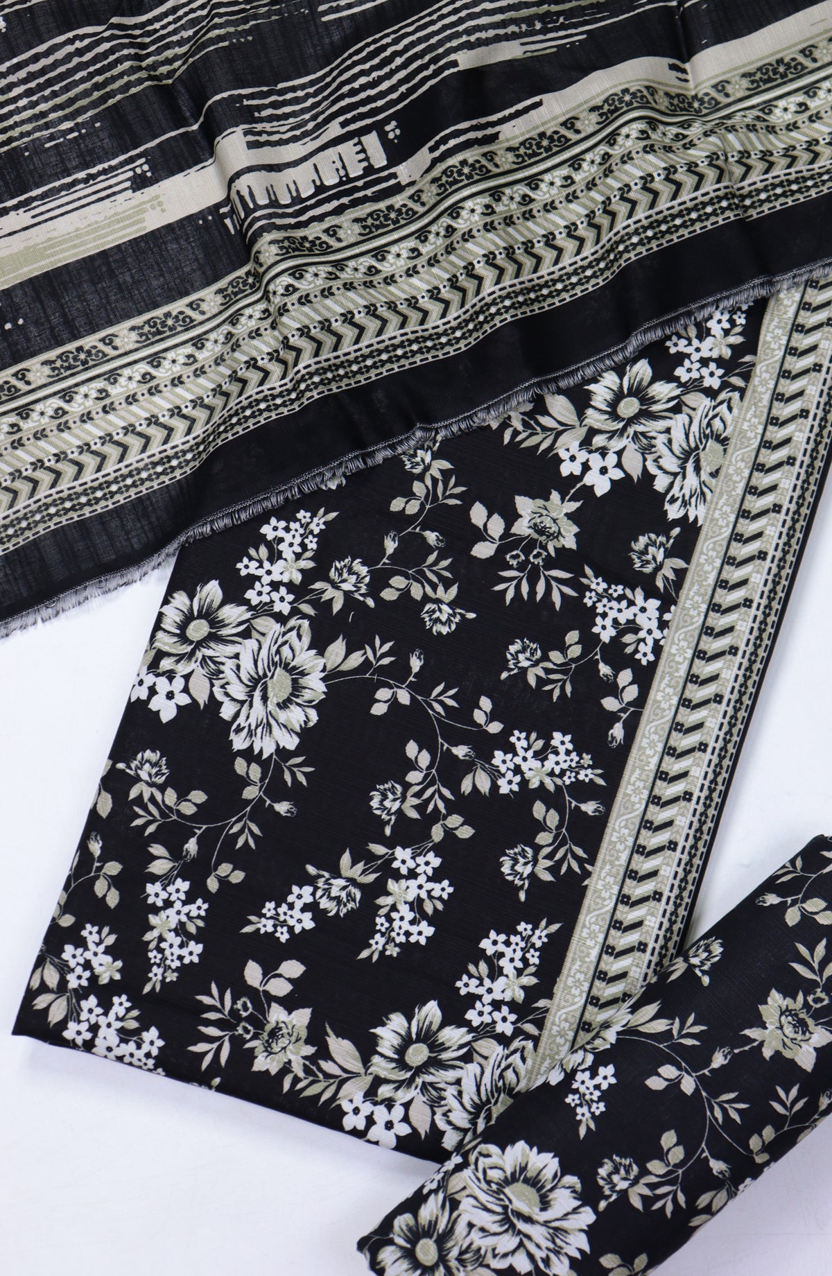 Bin Saeed Printed Khaddar Unstitched 3 Piece Suit - Design-22 - BS25KHD - Black - Winter Collection