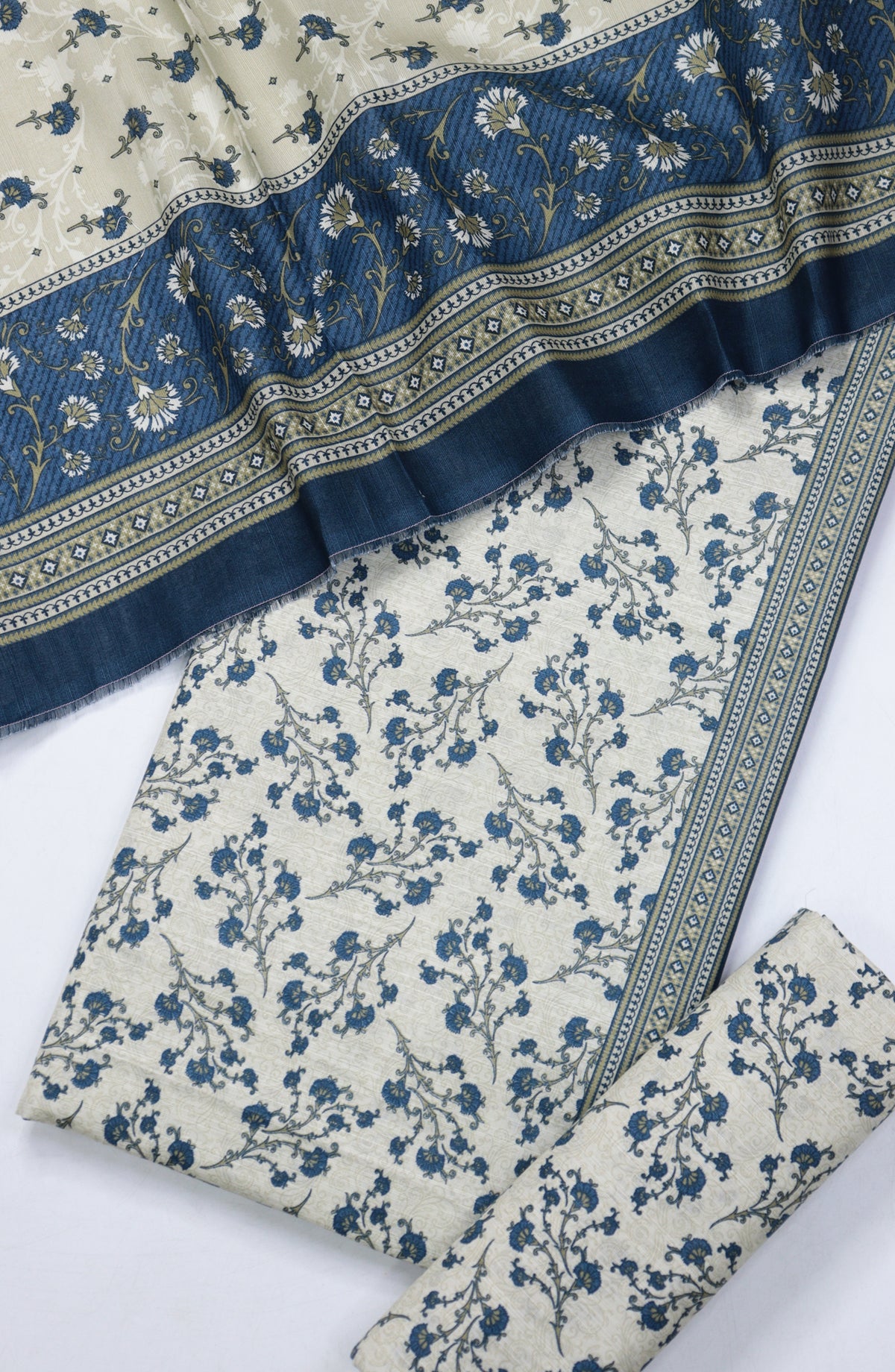 Bin Saeed Printed Khaddar Unstitched 3 Piece Suit - Design-39 - BS25KHD - Cream - Winter Collection