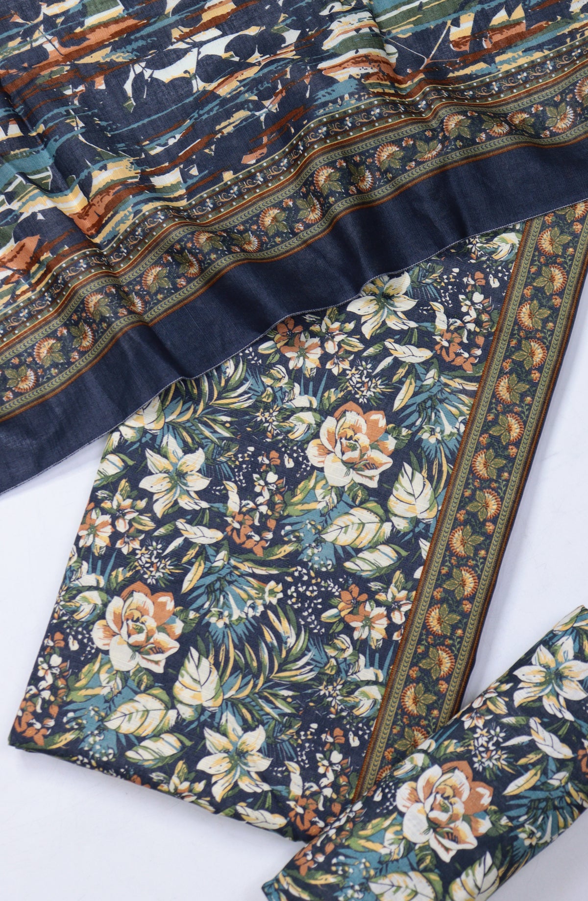 Bin Saeed Printed Khaddar Unstitched 3 Piece Suit - Design-23 - BS25KHD - Blue - Winter Collection
