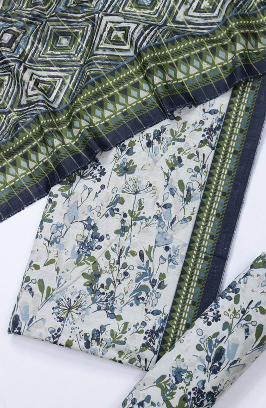 Bin Saeed Printed Khaddar Unstitched 3 Piece Suit - Design-24 - BS25KHD - Green - Winter Collection