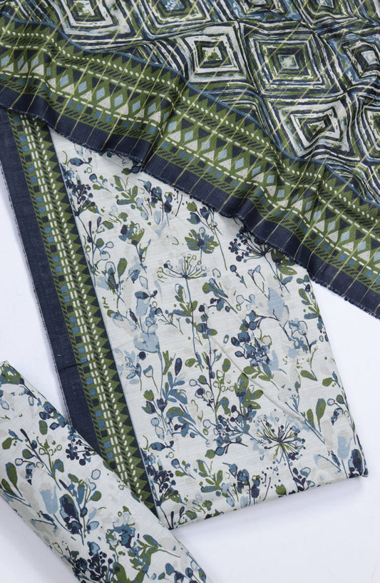 Bin Saeed Printed Khaddar Unstitched 3 Piece Suit - Design-24 - BS25KHD - Green - Winter Collection