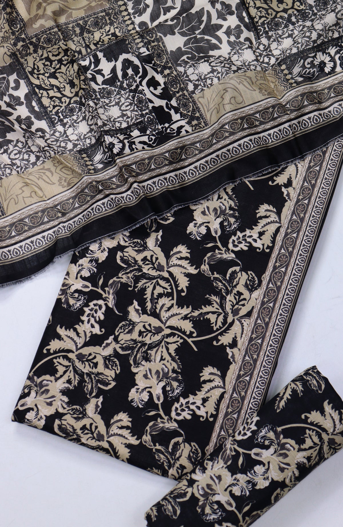 Bin Saeed Printed Khaddar Unstitched 3 Piece Suit - Design-28 - BS25KHD - Black - Winter Collection