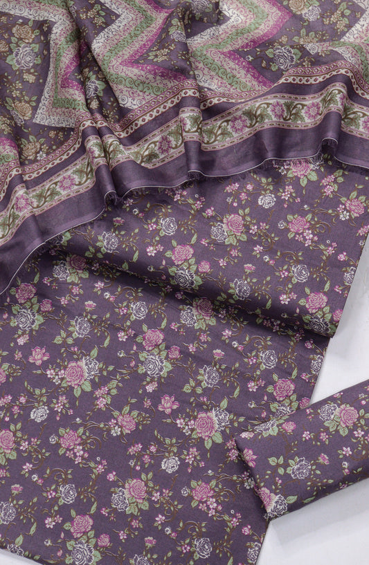 Bin Saeed Printed Lawn Unstitched 3 Piece Suit - Design-10 - BS26PR - Purple - Summer Collection