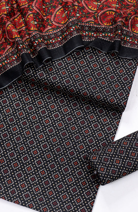 Bin Saeed Printed Lawn Unstitched 3 Piece Suit - Design-34 - BS26PR - Black - Summer Collection