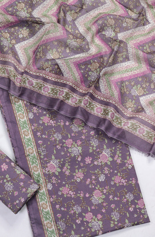 Bin Saeed Printed Lawn Unstitched 3 Piece Suit - Design-10 - BS26PR - Purple - Summer Collection