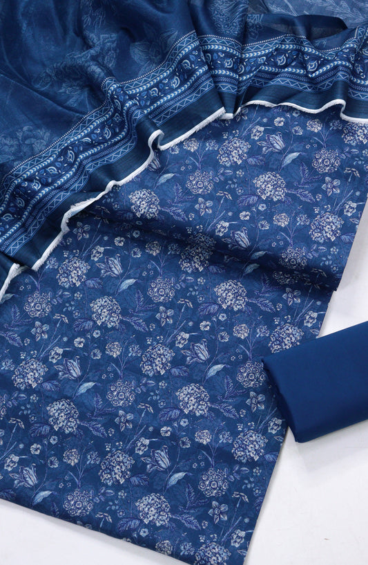 Bin Saeed Printed Lawn Unstitched 3 Piece Suit - D-09 - BS26PR - Blue - Summer Collection