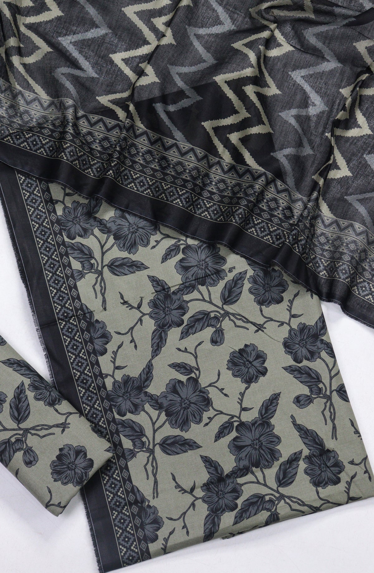 Bin Saeed Printed Lawn Unstitched 3 Piece Suit - Design-09 - BS26PR - Grey - Summer Collection