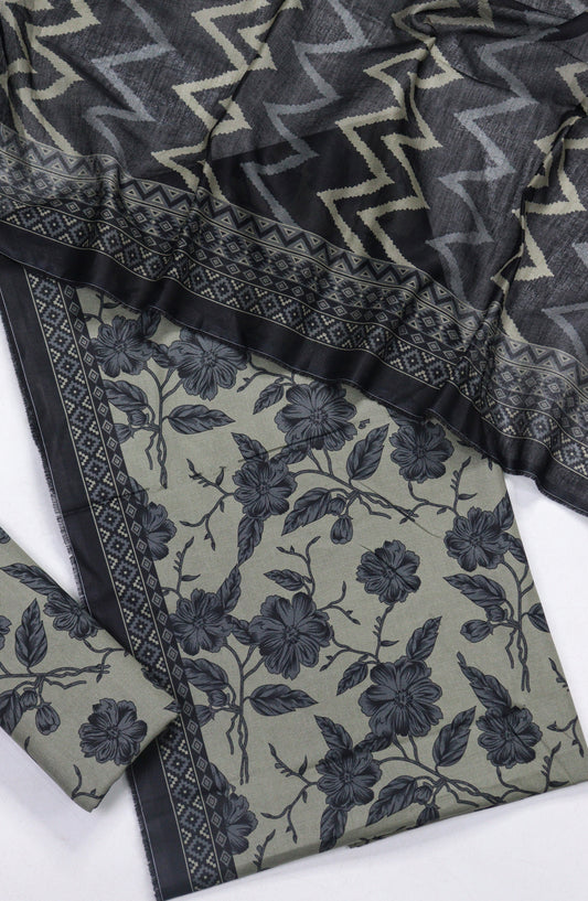 Bin Saeed Printed Lawn Unstitched 3 Piece Suit - Design-09 - BS26PR - Grey - Summer Collection