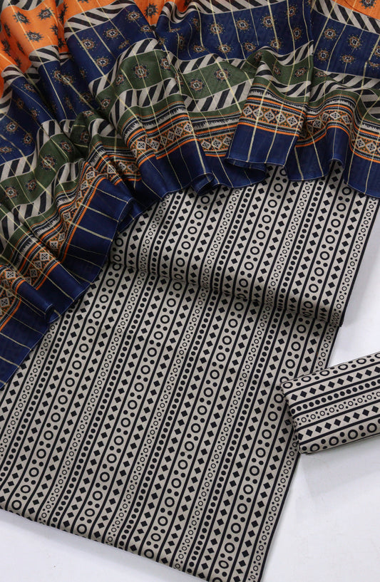 Bin Saeed Printed Lawn Unstitched 3 Piece Suit - D-08 - BS26PR - Black - Summer Collection