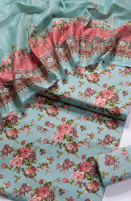 Bin Saeed Printed Lawn Unstitched 3 Piece Suit - Design-18 - BS26PR - Blue - Summer Collection