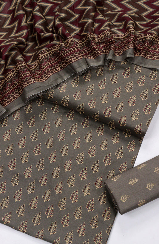 Bin Saeed Printed Lawn Unstitched 3 Piece Suit - Design-32 - BS26PR - Brown - Summer Collection