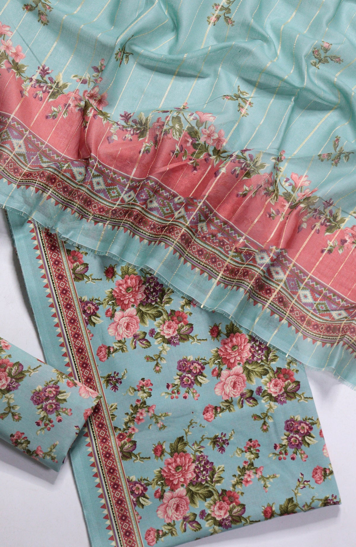 Bin Saeed Printed Lawn Unstitched 3 Piece Suit - Design-18 - BS26PR - Blue - Summer Collection