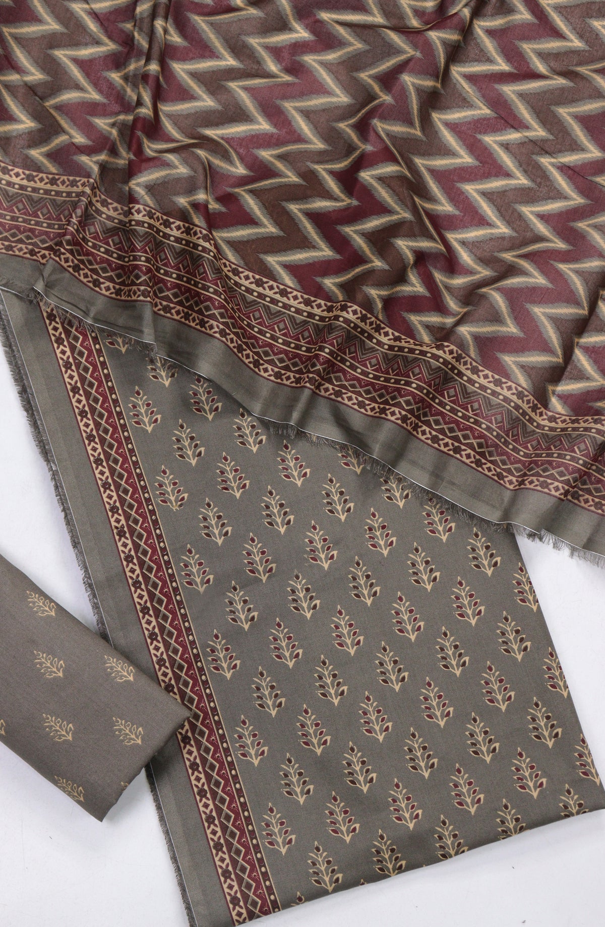 Bin Saeed Printed Lawn Unstitched 3 Piece Suit - Design-32 - BS26PR - Brown - Summer Collection