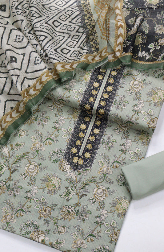Bin Saeed Printed Lawn Unstitched 3 Piece Suit - D-07 - BS26PR - Green - Summer Collection