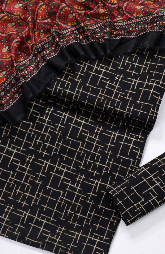 Bin Saeed Printed Lawn Unstitched 3 Piece Suit - Design-06 - BS26PR - Black - Summer Collection