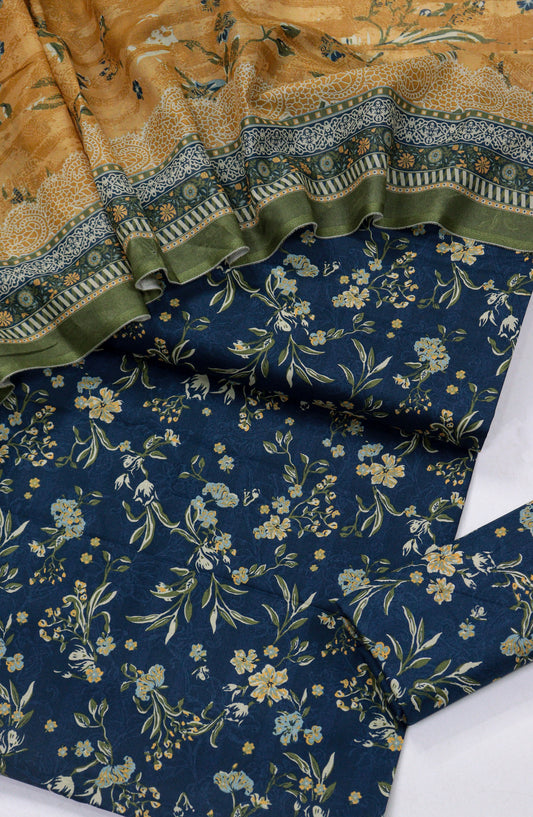 Bin Saeed Printed Lawn Unstitched 3 Piece Suit - Design-30 - BS26PR - Blue - Summer Collection