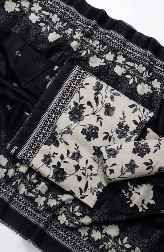 Bin Saeed Printed Lawn Unstitched 3 Piece Suit - Design-13 - BS26PR - Black - Summer Collection
