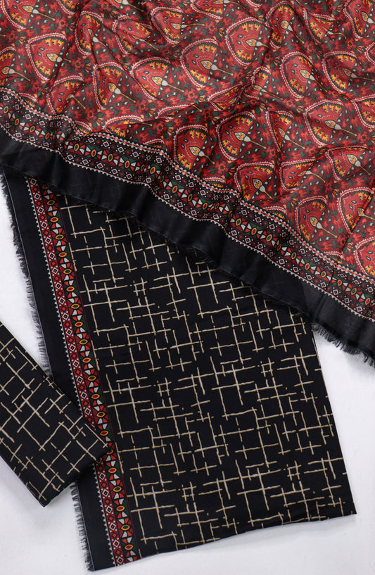 Bin Saeed Printed Lawn Unstitched 3 Piece Suit - Design-06 - BS26PR - Black - Summer Collection