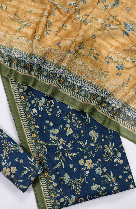 Bin Saeed Printed Lawn Unstitched 3 Piece Suit - Design-30 - BS26PR - Blue - Summer Collection