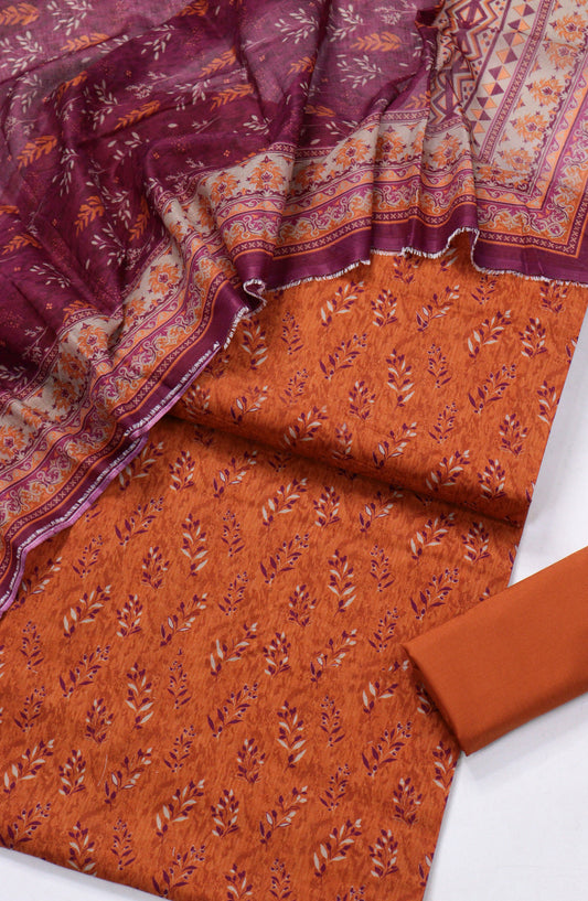 Bin Saeed Printed Lawn Unstitched 3 Piece Suit - D-05 - BS26PR - Orange - Summer Collection