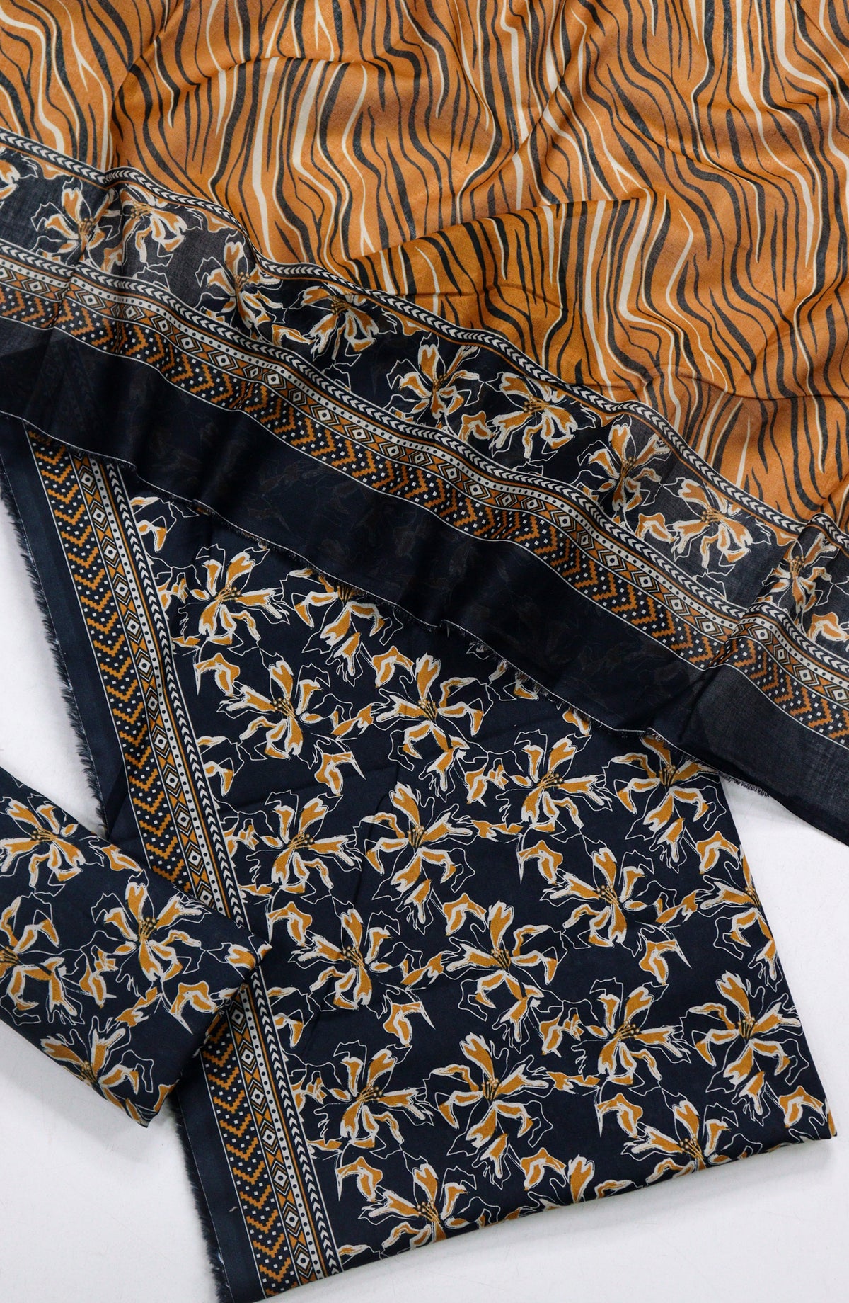 Bin Saeed Printed Lawn Unstitched 3 Piece Suit - Design-12 - BS26PR - Black - Summer Collection