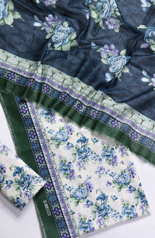 Bin Saeed Printed Lawn Unstitched 3 Piece Suit - Design-15 - BS26PR - White - Summer Collection